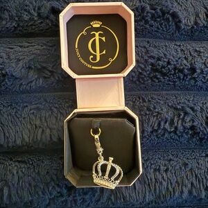 Juicy Couture Silver Pave Crown Charm in Pink Box